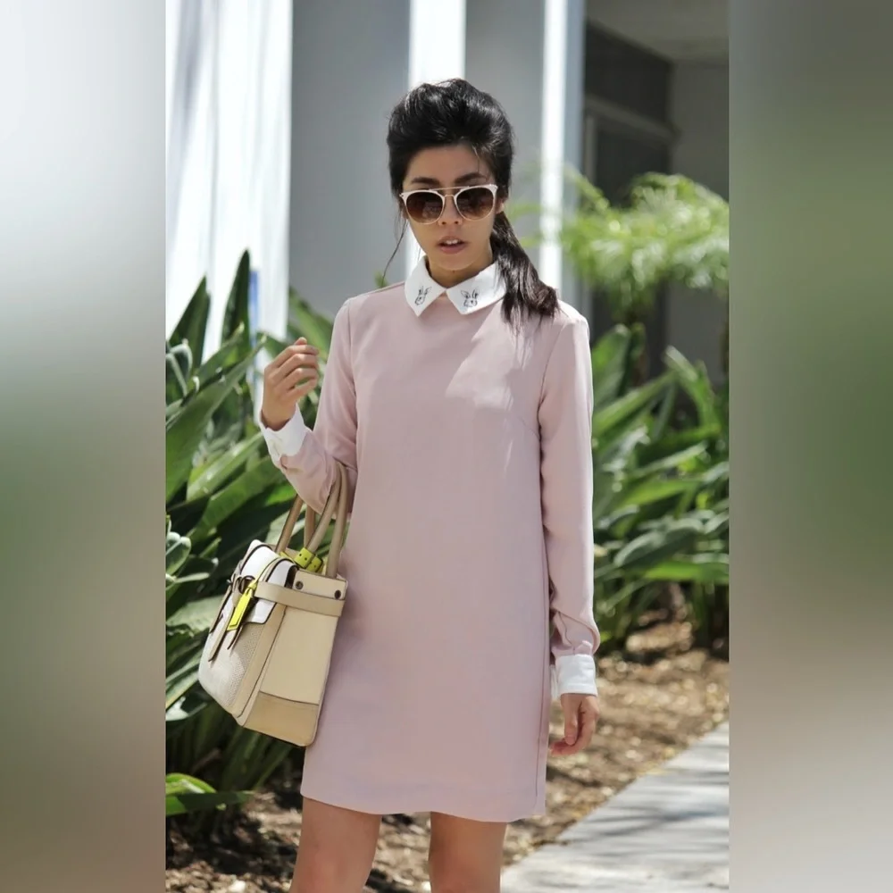 Victoria Beckham Clever Bunny 🐰 Easter  Collar Shift Dress - Picture 2 of 4